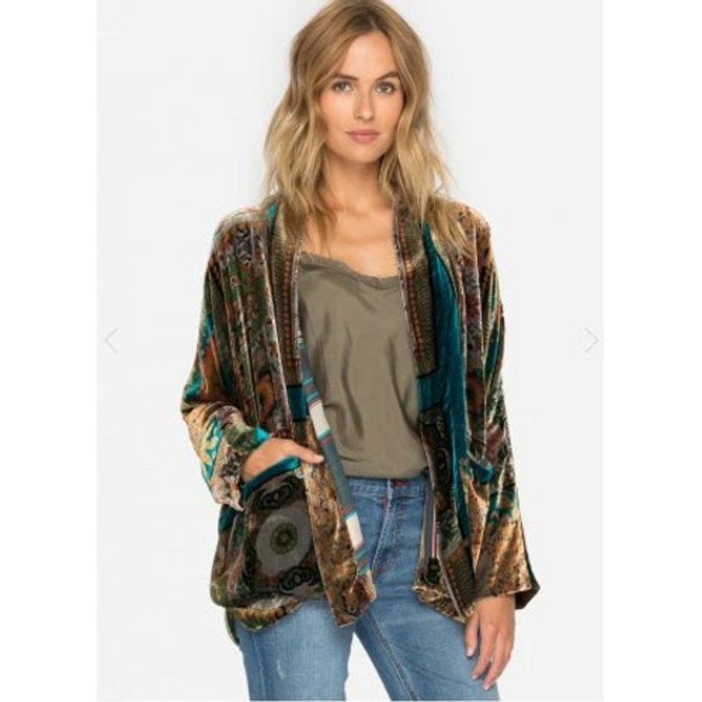 Johnny Was Dragonia Silk Velvet Kimono Jacket Boho XL NWT $298